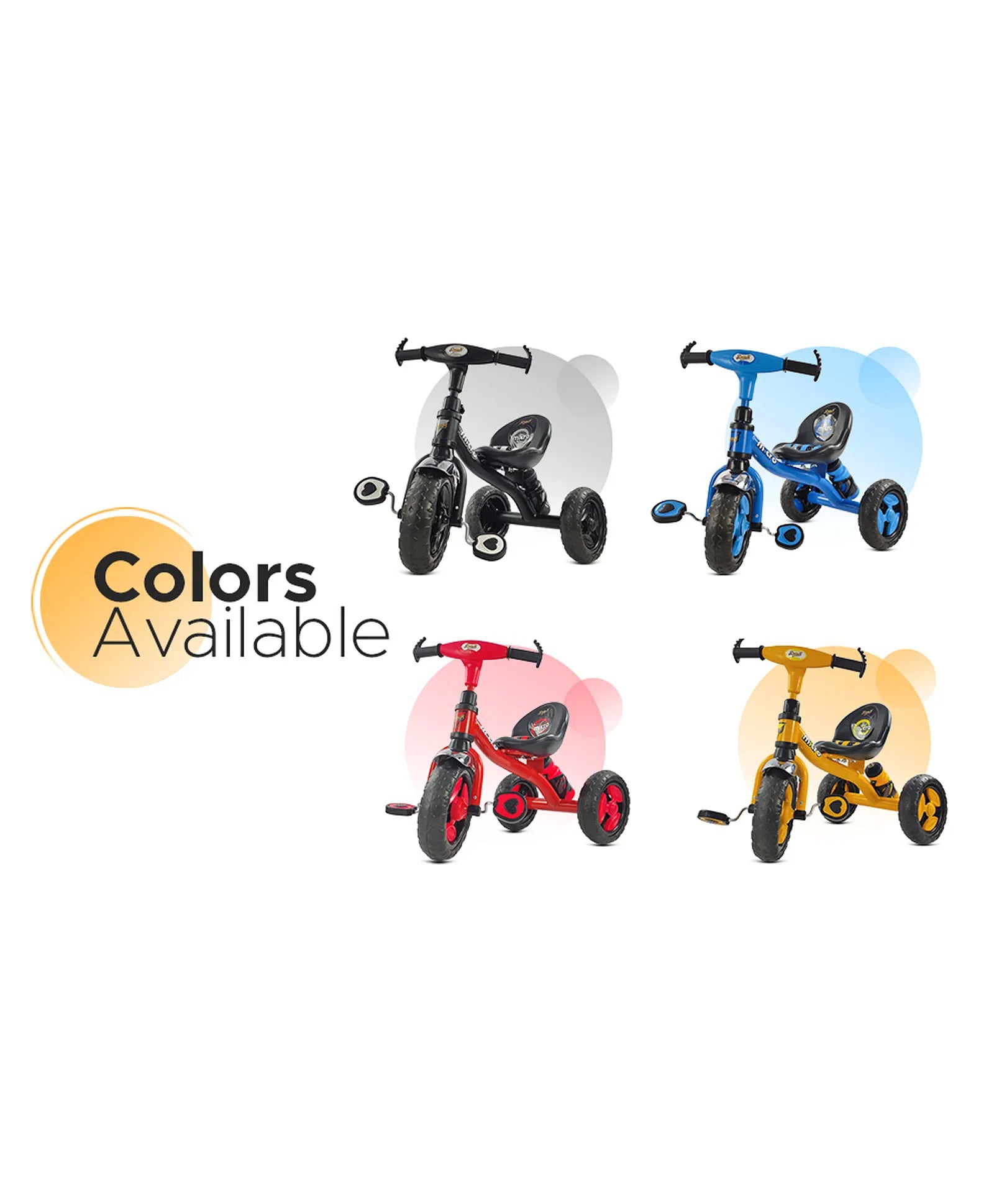 Black tricycle for children aged 3 to 5 years, with a sturdy frame and comfortable seat, in an urban setting. www.usmile.toys